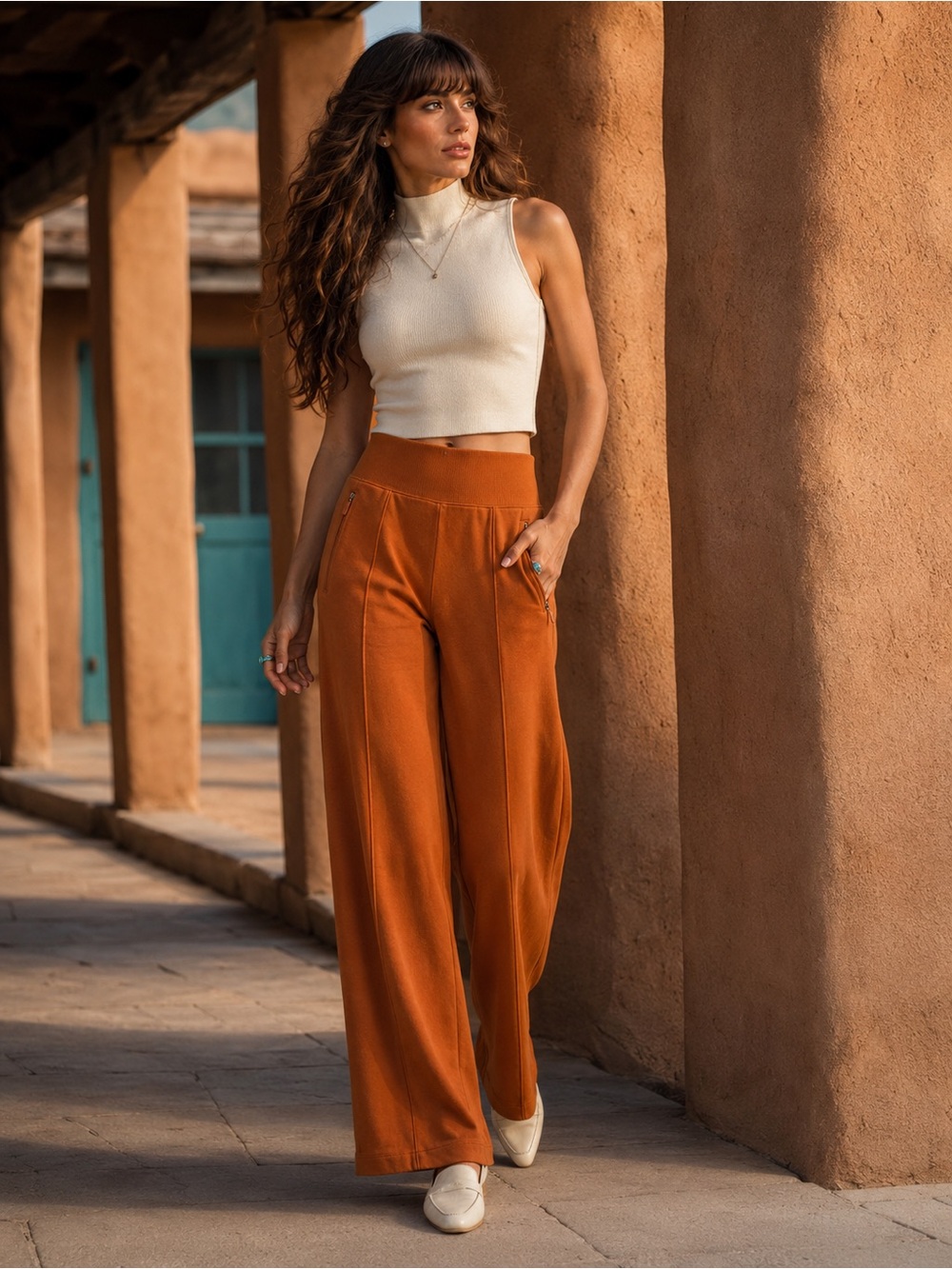Athleta x Alicia Keys Intention Pants Wide-Leg Pants Foliage Orange S/P SOLD OUT